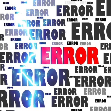 Screen with the word "Error" repeated on it and a lightning bolt through it by geralt on Pixabay at https://pixabay.com/en/error-crash-problem-failure-63628/